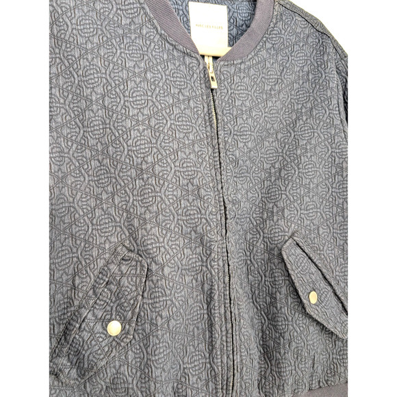 Avec Les Filles Anthropologie Blue Quilted Textured Boho Bomber Jacket Large - Picture 6 of 10